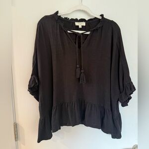 Umgee Black Ruffle Blouse